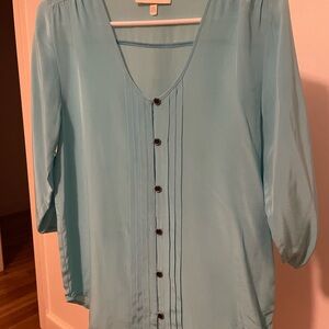 Yumi Kim Sky Blue V-Neck Silk Blouse